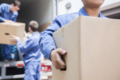 Office removals in Watford with packed business equipment ready for transport