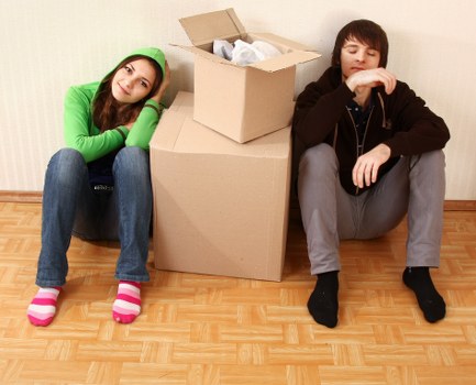 Boxes and furniture prepared for a student move in Watford